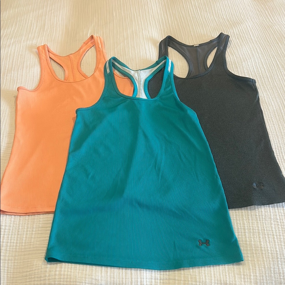 Set of 3 Under Armour Women's Racerback Tank Top - Teal, Orange, Black